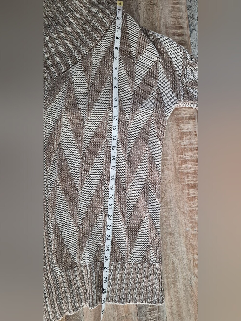 Staring At Stars Ribbed Drape Front Cardigan Sweater Beige Brown Size L - Picture 10 of 10